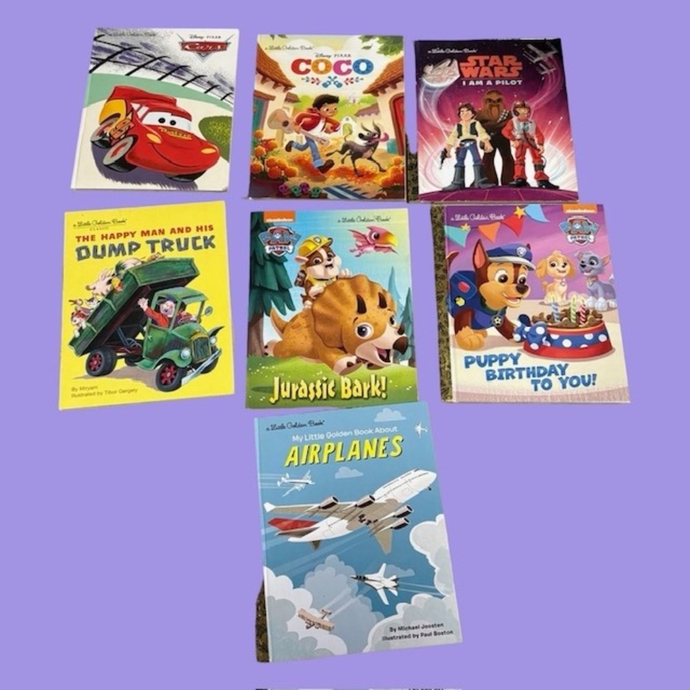 Lot of 7 Little Golden Books Disney Pixar Cars Coco Star Wars Paw Patrol Kids